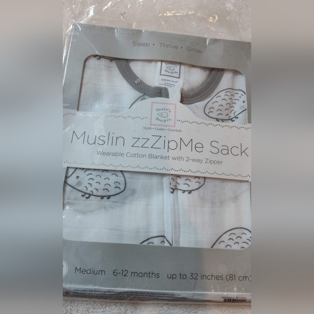 Muslin zzZipMe Sack - Hedgehog 6-12m new